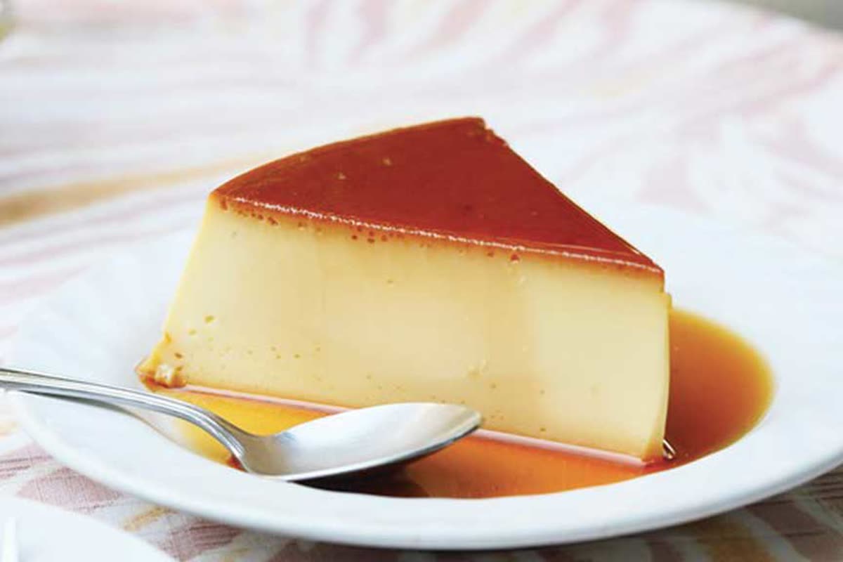 Dominican flan de leche dessert at Sazon Perez Williamsburg