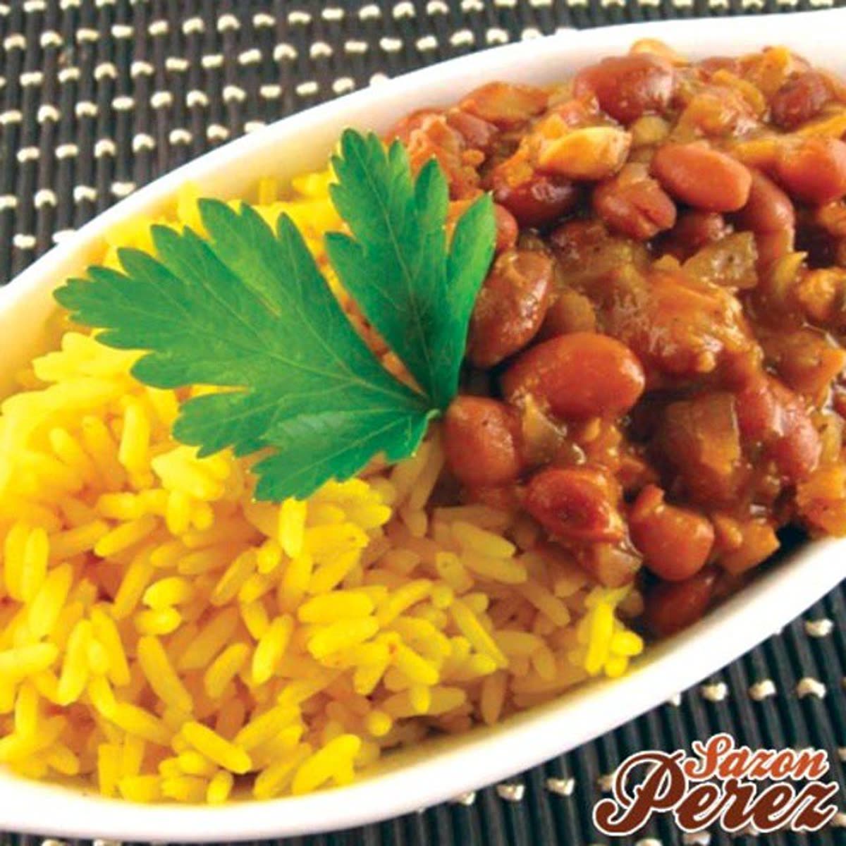 Dominican rice and beans, arroz y habichuelas, Sazon Perez